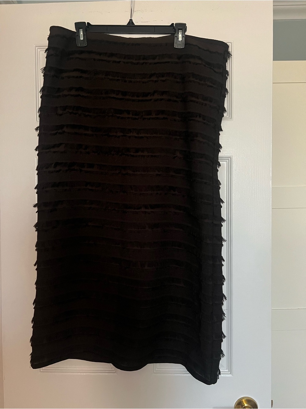 Chocolate Brown Tiered Fringe Midi Skirt